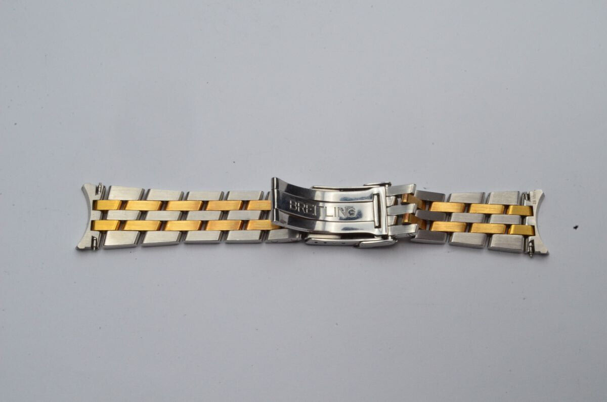 BREITLING NAVITIMER 92 PILOTBAND 20MM STAHL/GOLD TOP ZUSTAND VINTAGE RAR Gallery Image 0