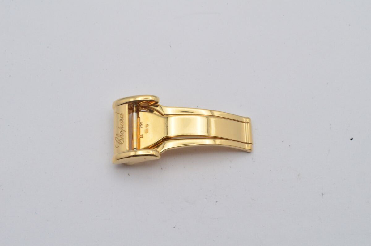 CHOPARD LEDER ARMBAND FALTSCHLIESSE 16MM VINTAGE 18K 750 GOLD DEPLOYMENT CLASP Main Image