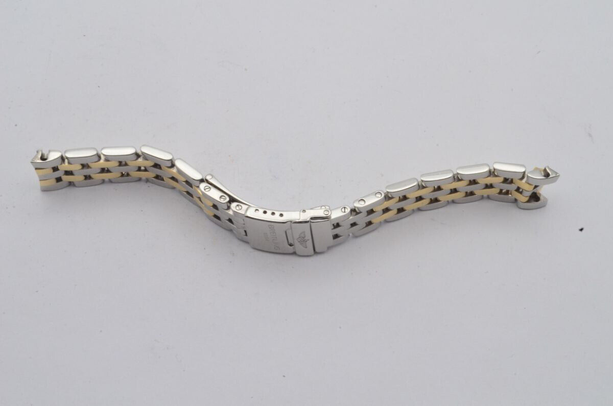 BREITLING PILOT ARMBAND STAHL/GOLD 15MM LADY J GUTER ZUSTAND SCHÖN VINTAGE 770D Gallery Image 0