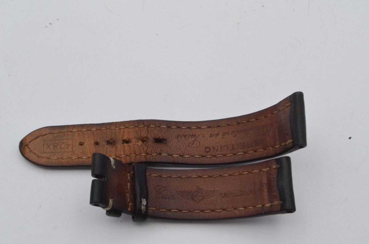 BREITLING KALBS LEDER ARMBAND 20MM FÜR DORNSCHLIESSE 18MM SCHWARZ 20-18 428X Gallery Image 0