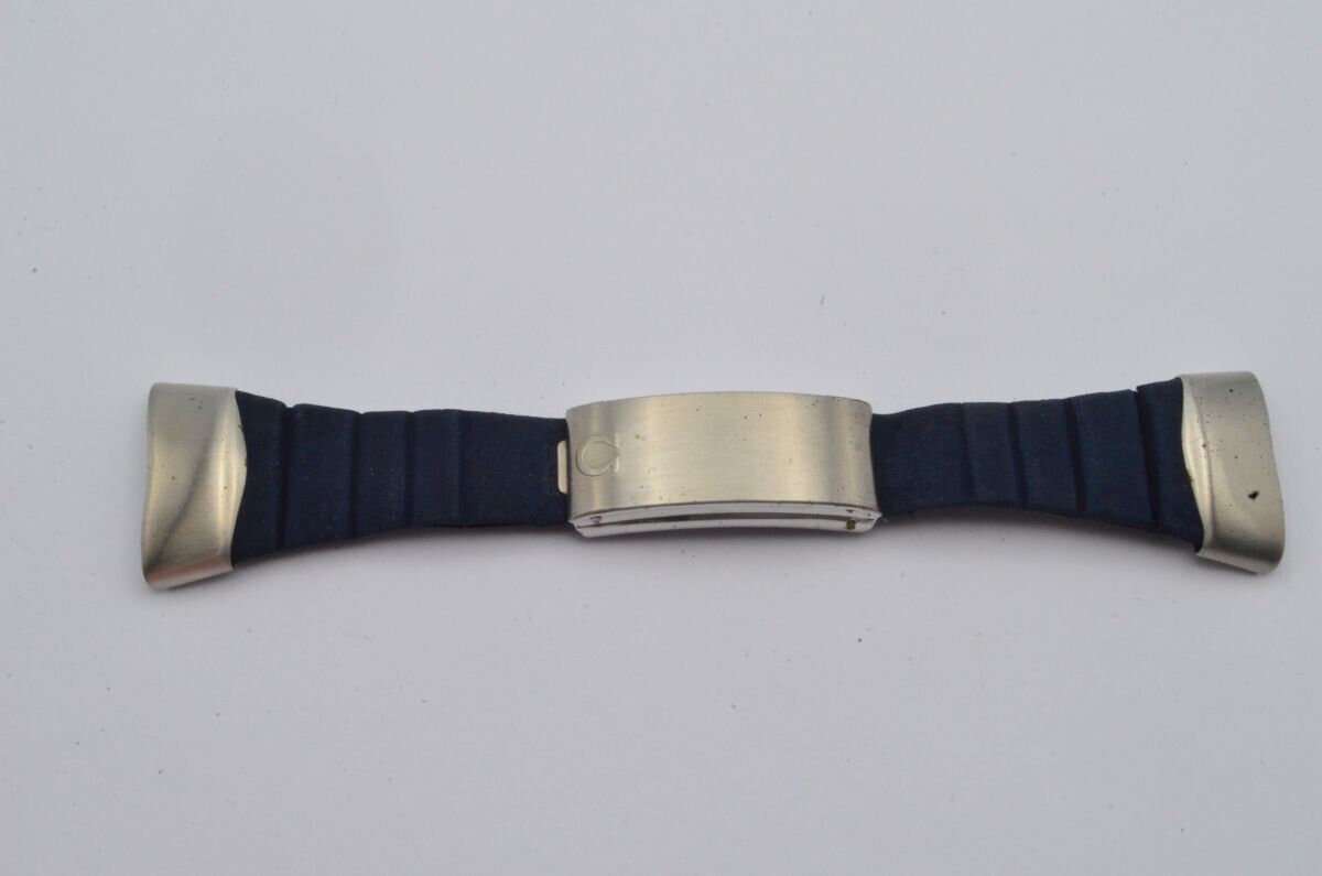 OMEGA LOBSTER LEDER ARMBAND MIT FALTSCHLIESSE VINTAGE UNGETRAGEN RAR BLAU Main Image