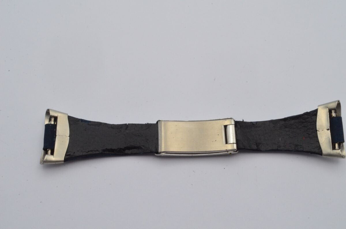 OMEGA LOBSTER LEDER ARMBAND MIT FALTSCHLIESSE VINTAGE UNGETRAGEN RAR BLAU Gallery Image 0