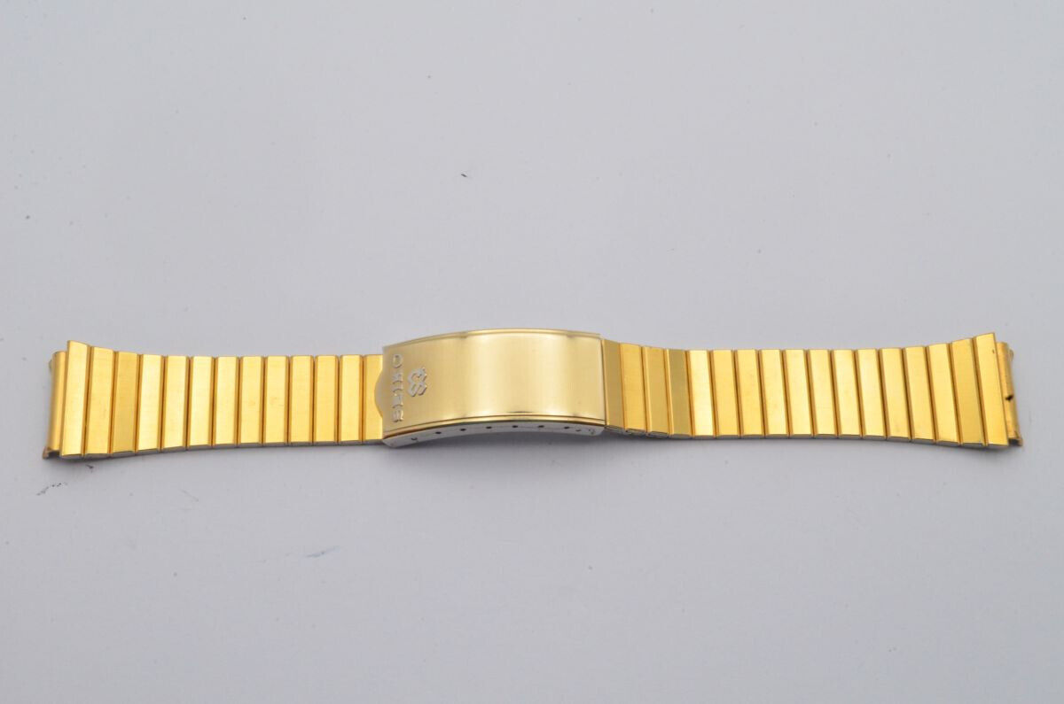 SEIKO STAHL ARMBAND 18MM BRACELET VINTAGE SCHÖNER ZUSTAND VERGOLDET 2 Main Image