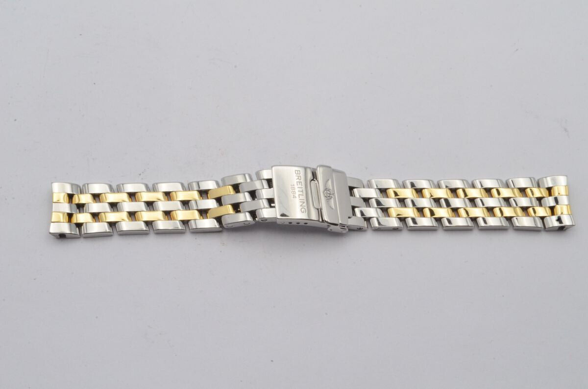 BREITLING PILOT ARMBAND STAHL/GOLD 15MM LADY J GUTER ZUSTAND SCHÖN VINTAGE 770D Main Image