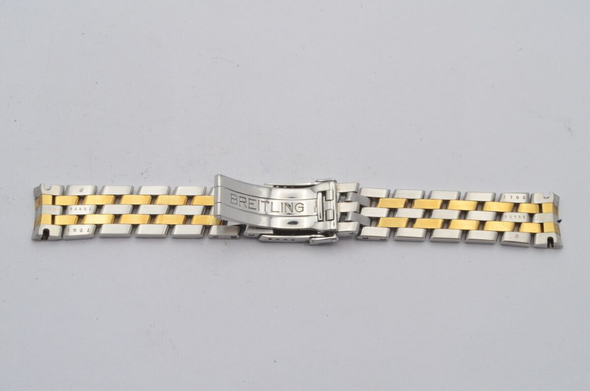 BREITLING PILOT ARMBAND STAHL/GOLD 15MM LADY J GUTER ZUSTAND SCHÖN VINTAGE 770D Gallery Image 1