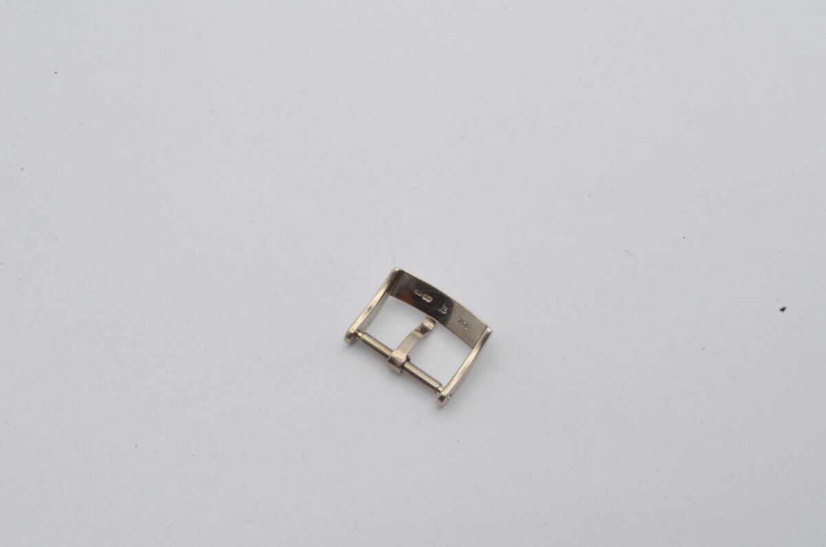 OMEGA LEDER ARMBAND DORNSCHLIESSE 18K GOLD WEISSGOLD 16MM Gallery Image 0